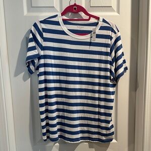 NWT! Old Navy Everywear Blue & White Striped Tee — L Tall
